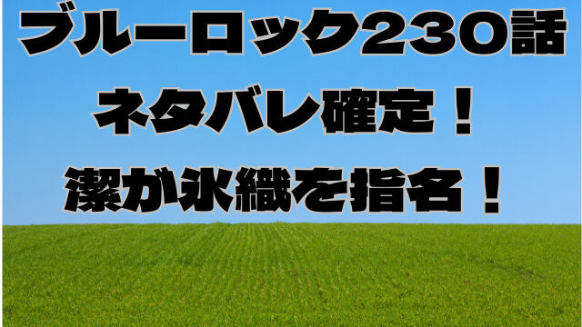 ブルーロック230話のネタバレ確定！潔が氷織を指名！